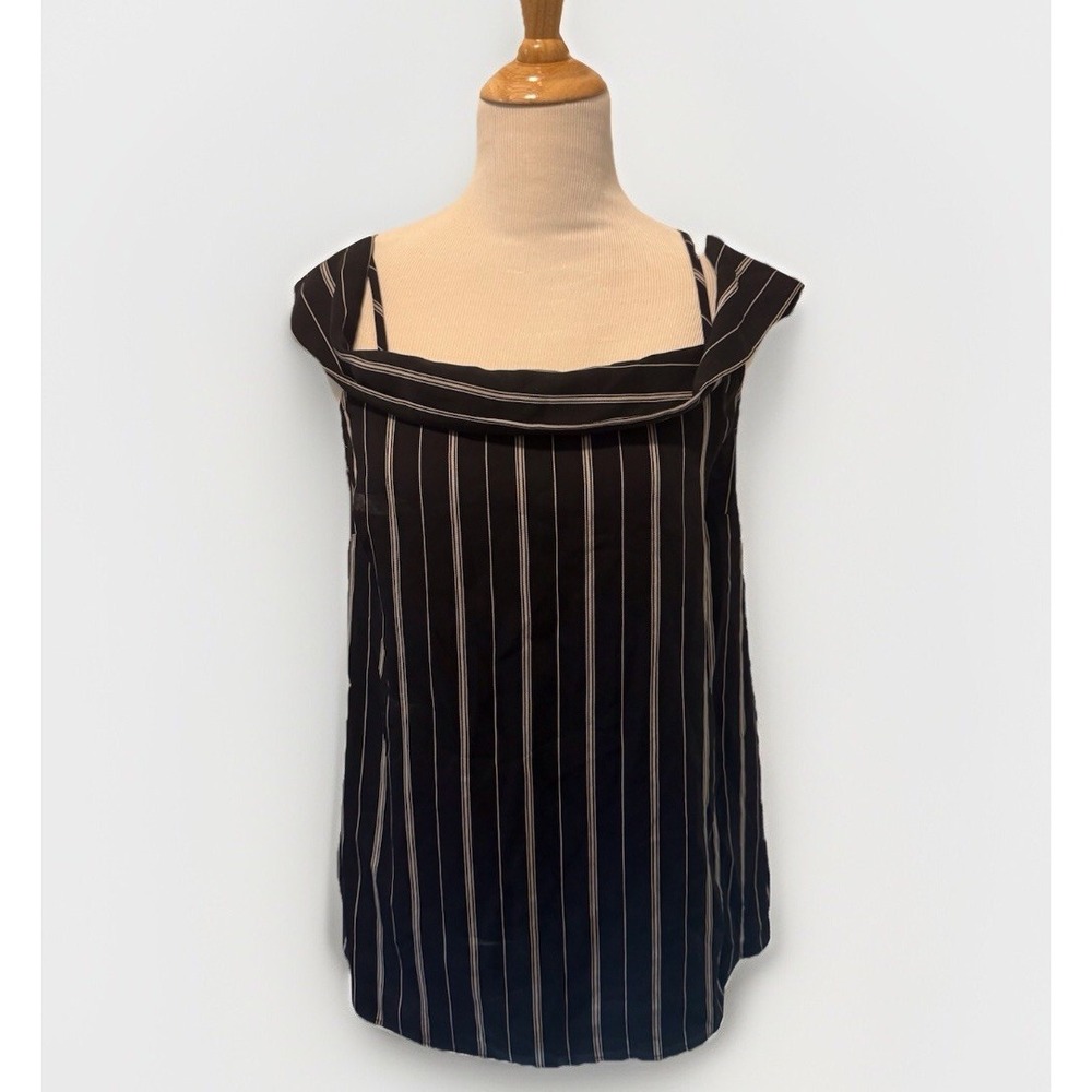 Vince Camuto Black and White Striped Tank Top
